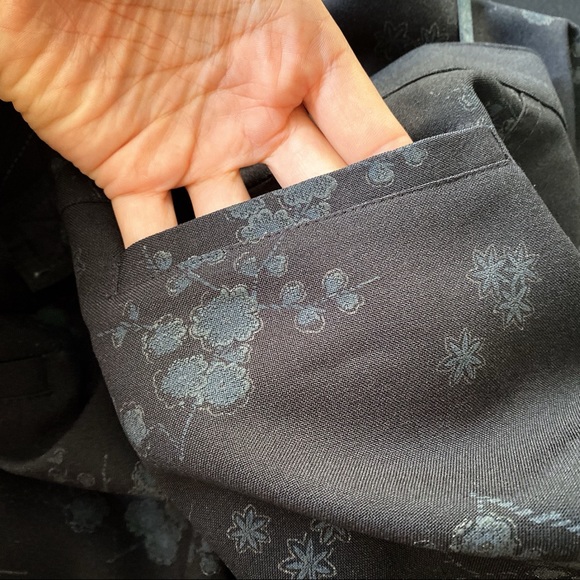 🖤 CLASSIC BLACK GREY FLORAL STRAIGHT LEG HIGH WAIST PANTS! - Picture 6 of 9